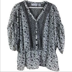 Sag Harbor Floral Print Boho Blouse Women’s Top XL